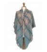 New Ladies Oversized Warm Winter Blanket Scarf Tartan Plaid Check Shawl Wrap - Mint & Peach - CB186RKQRY7