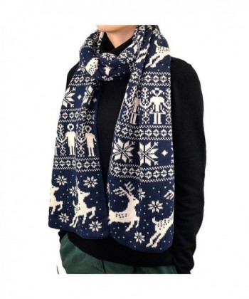 76" Reindeer Snowflake Woven Winter Scarf - Navy - CV1272VY59N