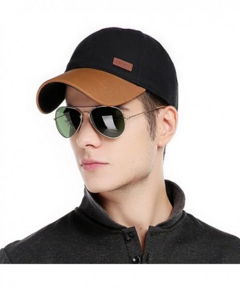 CACUSS Men's Cotton Classic Baseball Cap Adjustable Buckle Closure Dad Hat Sports Golf Cap - B0087_black - CB184KDUZ90