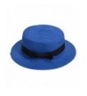 Lawliet Womens Straw Boater Hat Fedora Panama Flat Top Ribbon Summer A456 - Royal Blue - CW185NZHAK5