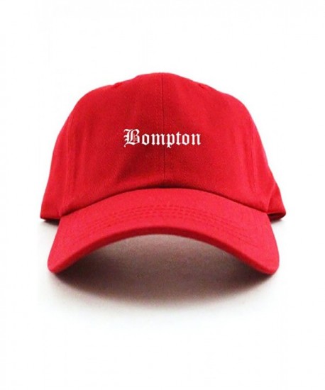 Bompton Unstructured Baseball Dad Hat Cap - Red - CX12N8Q60PE