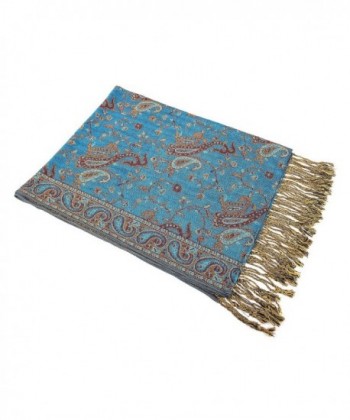 Paisley Floral Branches Pashmina Turquoise in Wraps & Pashminas