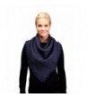 Women's Knitted Loop Tube Infinity Collar Scarf with Pom Poms - Navy - CJ188LEUQYD