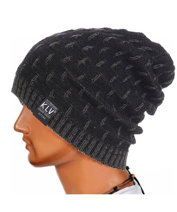 Foutou Men Winter Knitted Wool Slouchy Cap Ski Beanie Skull (Gray) - CX12N7E2GMX