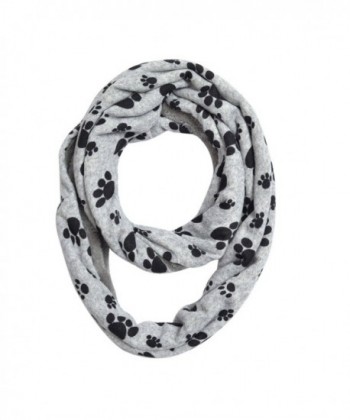 Premium Soft Faux Fur Dog Paw Print Infinity Loop Circle Scarf - Diff Colors - Grey - C012LR8URB7