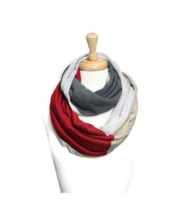 Trendy Knitted Color Block Infinity Scarf - Beige - CJ11I97NRIF