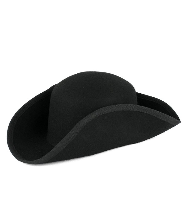 100% Wool Tricorne Tricorn Pirate Hat Handmade In Italy - Black - CS184XGTC6E