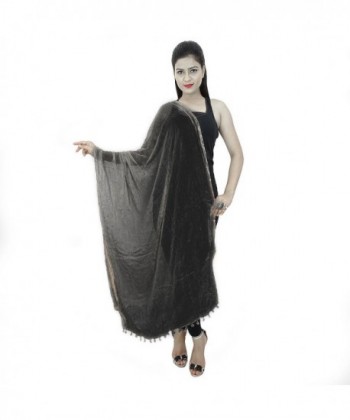 Dancing Girl Ethnic Chiffon Dupatta Scarf Chunni for Women - Black - C01825S3TH5