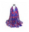 Bluelans Women's Fashion Red Poppy Flower Sheer Chiffon Shawl Long Scarfs Black - Royal Blue - CC12MY8X8GA