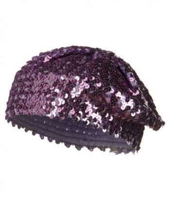 Sequin Knitted Beret Lilac OSFM in Women's Berets