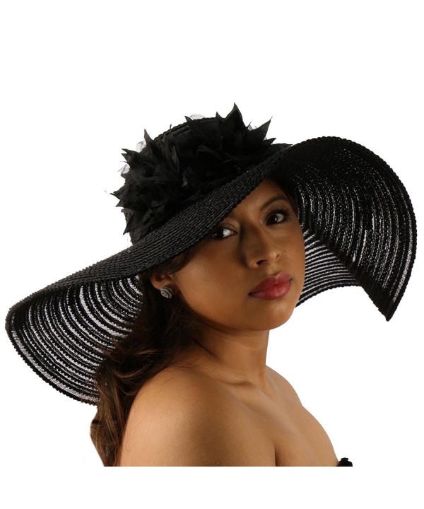 Summer Cotton Mesh Dual Floral Net Floppy Wide 5"+ Brim Beach Sun Hat 57cm - Black - C111JHWK171