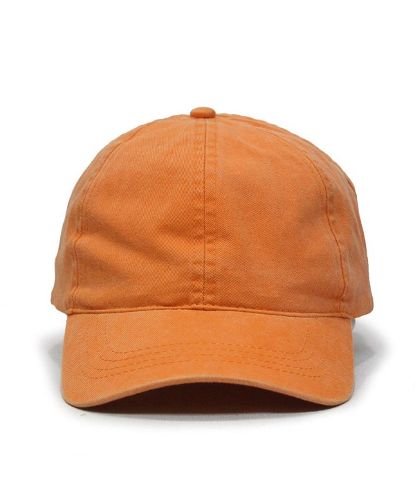 Vintage Year Ponytail Open Back Washed/Brushed Cotton Adjustable Baseball Sports Cap - Orange - CT12N8QZEH2