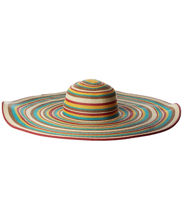 San Diego Hat Company Women's 8-Inch Brim Floppy Stripe Sun Hat - Multi/Brown - C4126AORFF3