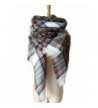 DB MOON Women's Tartan Plaid Blanket Fashion Scarf Wrap Shawl ( Oversized ) - 8 Brown and White - CU12NU4JGVM