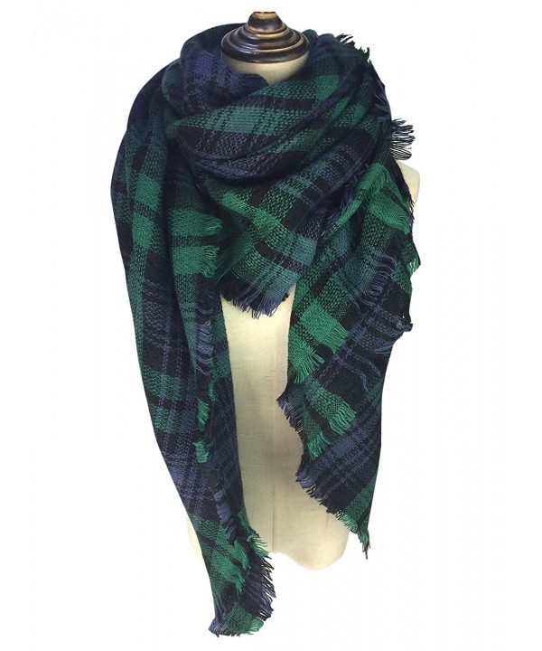 YOUR SMILE Women Tassels Soft Plaid Tartan Stylish Warm Scarf Gorgeous Wrap Shawl - Green - C0186IE54QW