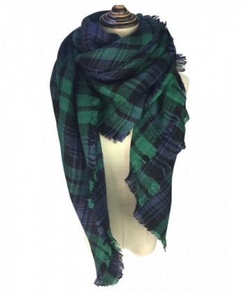 YOUR SMILE Women Tassels Soft Plaid Tartan Stylish Warm Scarf Gorgeous Wrap Shawl - Green - C0186IE54QW