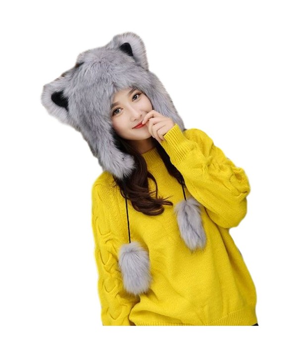 La Moon Trapper Russian Cat Ears Hats [One Size/White/Pink/Gry/ECRU ] Winter Faux Fur - Gry - CA187NG5YCO