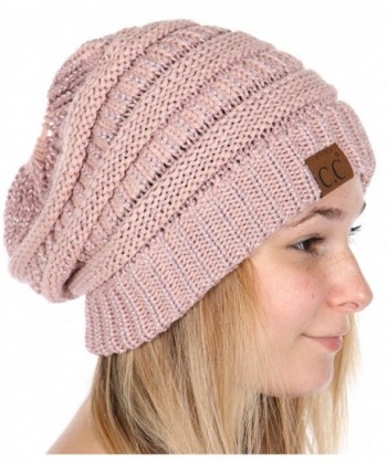 Plum Feathers Stretch Ponytail Metallic in Women's Skullies & Beanies