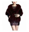 MorySong Winter Warm Faux Fur Bridal Shawl Wraps Cape For Wedding/Evening/Party - Burgundy - CP12N6BZN3P