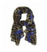 Bucasi Leopard Print Heart Graffiti Print Scarf - Blue - CR11FJSIDEZ