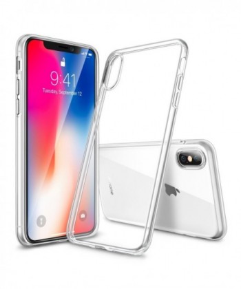 iPhone X Case- Clear Thin Crystal Soft TPU Slim Plating Silicone Protective Back - Transparent - CQ1886G6AEI