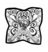 Black/ Off White Art Deco Floral Print Fine Pure Silk Square Scarf - CW11R4C1U1R