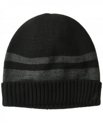 Nautica Men's Striped Hat With Ribbed Cuff - Black/Multi - CQ186NRL8R5