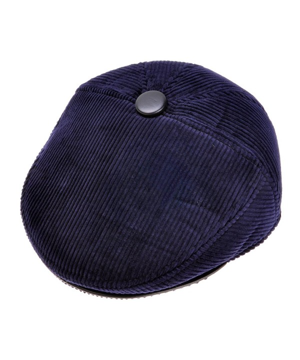 ZLYC Men Fashion Warm Lint Lining Newsboy Cap Cold Weather Hat - Dark Blue - CQ126QD8B2Z