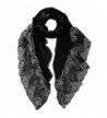 Dahlia Women's Fashion Scarf - Stylish Flowers Design - Lace Edge: Black - CT11CM9WRMN