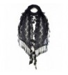 AN Lace Scarf Romantic Unique Duo Tassels Circle Teardrops Fringe Womens Fashion - Black - CS12OBR8DHK