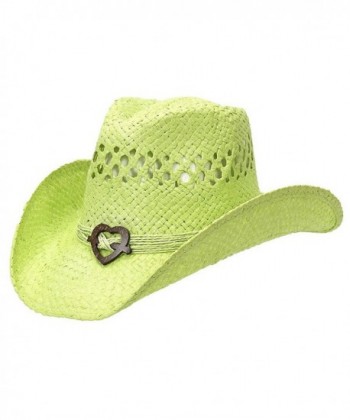 Shapeable Straw Country Cowboy Hat- Heart - Green - CF12MXQ5PO4