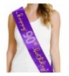 Birthday Girl "Happy 90th Birthday" Gold Foil & Rhinestone Sash - RhinestoneSash - Purple - CK12OBMUXS2