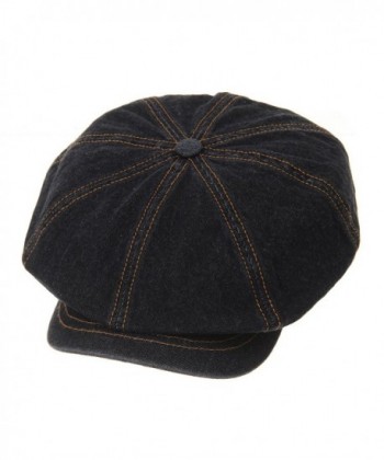 WITHMOONS Denim Cotton newsboy Hat Baker Boy Beret Flat Cap KR3613 - Black - C9183GGKQZO