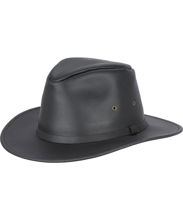 Wilsons Leather Mens Crushable Safari Leather Hat - Black - CC11PRJXUBR