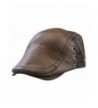 YOYEAH Men's Leather newsboy Cap IVY Gatsby Flat Golf Driving Hunting Hat - Brown-1 - C5186GQAK74