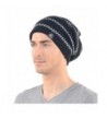 Mens Black Slouch Beanie Long Knit Cap Skull Winter Hat - CE11OOWEC1Z