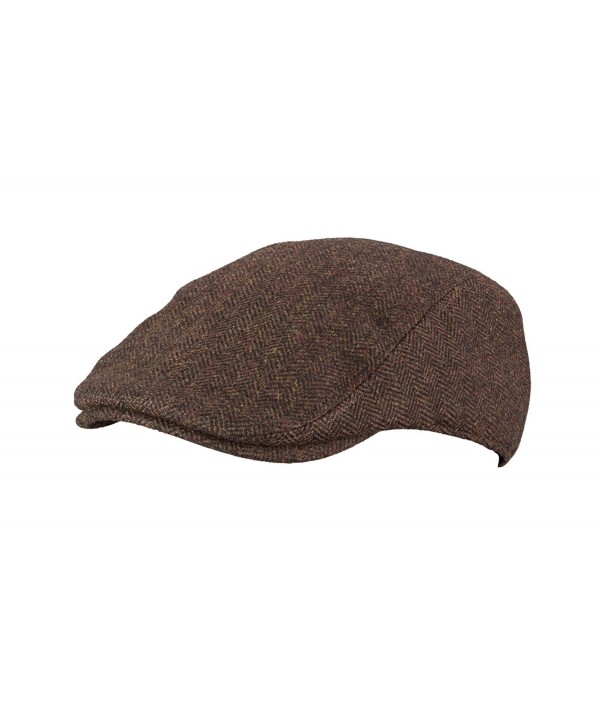 Broner Mens Herringbone Ivy Cap with Small Floral Print Satin Lining - Brown - CQ188HZ7IZH