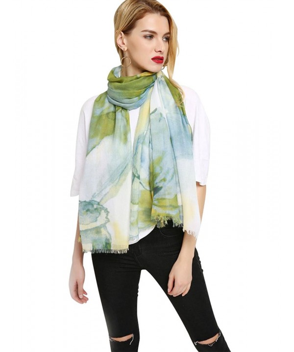 GERINLY Wrap Scarf Summer Womens Fashion Flowers Shawls For Travel - Green - CI18C3UNH88