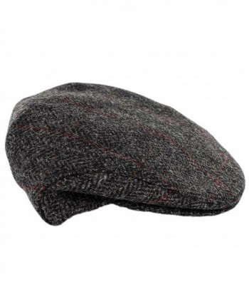 Mucros Weavers Trinity Tweed Flat Cap-Charcoal Herringbone - C712O13I886