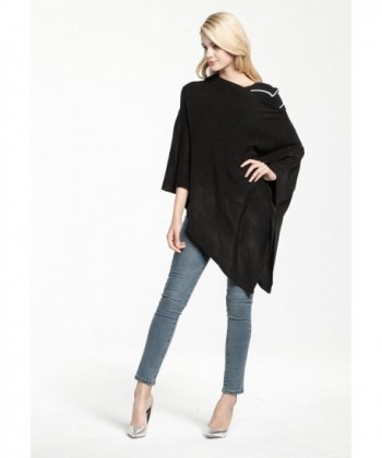 Vankerful Cashmere Asymmetric Pullover DFS087Black in Fashion Scarves