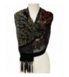 Pashmina Peacock Beaded Velvet Silk Tassels Embroidered Scarf Wrap Shawl - Black - CA12MS5DAQB