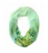 NYFASHION101 Women's Floral & Leaf Print Stretchable Sheer Loop Infinity Scarf - Green - CQ11WHUJZUT