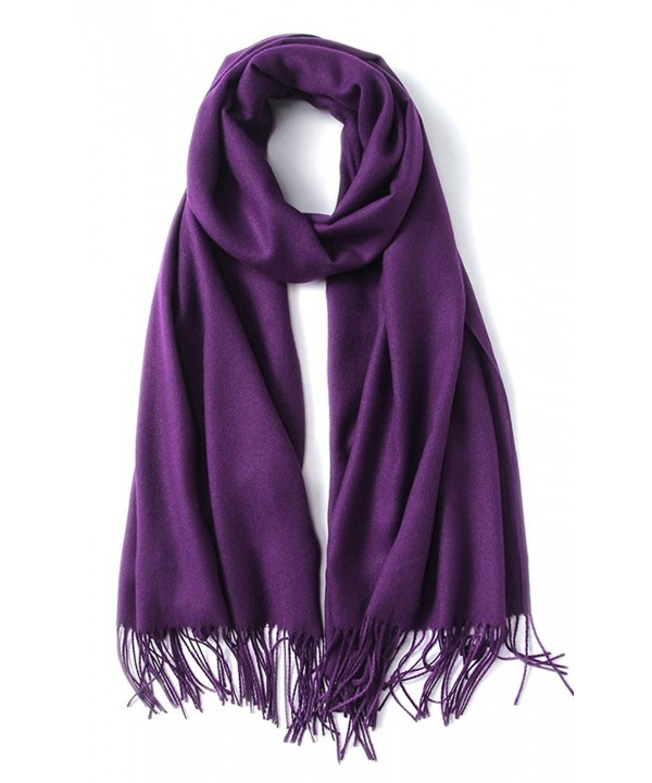 EBMORE Super Soft Solid Color Cashmere Feel Shawls Wraps Winter Light Scarf - Cashmere Purple - CY187ZL28H0