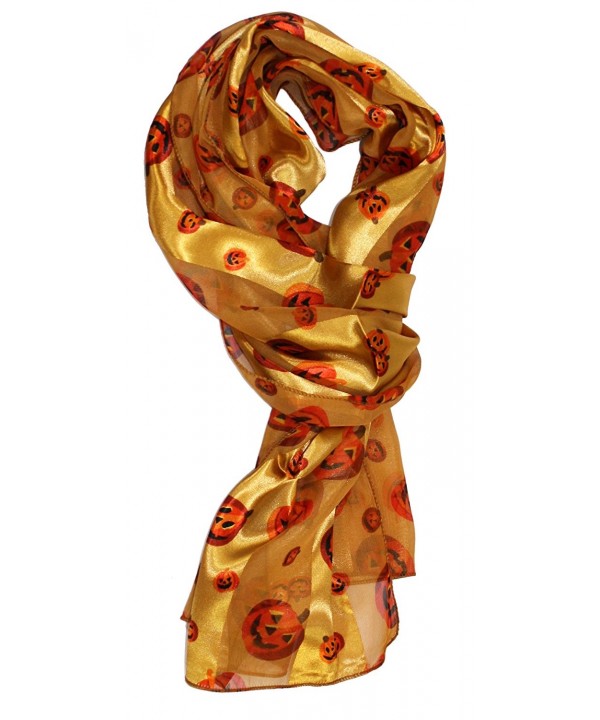 Ted and Jack - Festive Halloween Print Silk Feel Scarves - Orange - CE186XHENG9