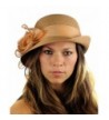 NYFASHION101 Satin Ribbon Triple Rose Band Side Flip Brim Cloche Bucket Hat - Coffee - CW12FL5IHWN