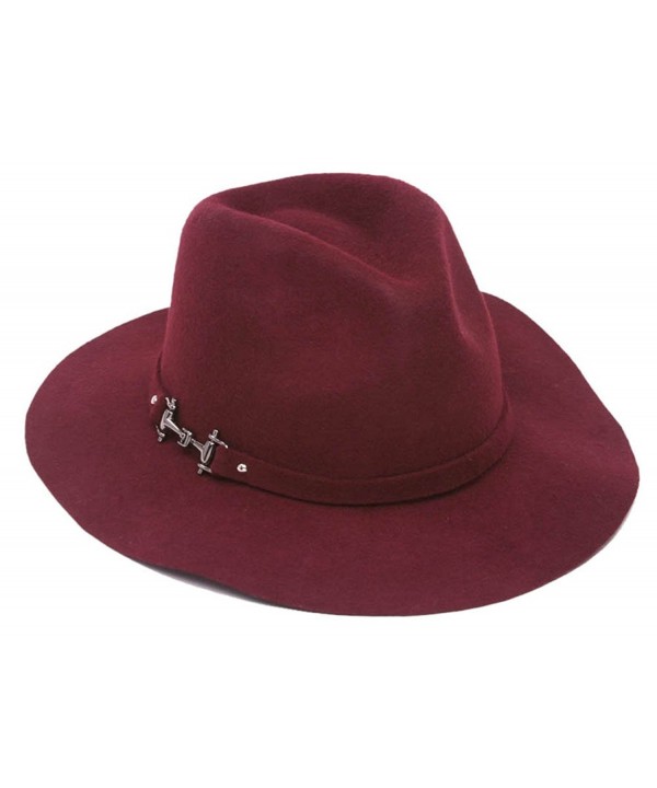 SS/Sophia Womens Wide Brim Fedora w/Buckle Band - Burgundy - CM1287ZWTDR