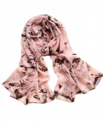 SACASUSA (TM) Fashion Scarf Marilyn Monroe Print Pattern Shawl Wrap (3 Style to Pick) - Pink - CR11FI5JD2F