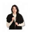 Pembrook Polar Fleece Shawl Wrap Pashmina Scarf - Fringe Trim and Embroidery - Black - CF11N1BYU0N