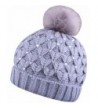 Winter Pom Pom Beanie Beanies For Women Pompom Knit Hat With Bling Rhinestone - Gray - C8187C0EADX