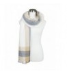 Womens Plaid Multi Line Color Contrast Design Soft Warm Fall Winter Oblong Scarf - Ivory - C01852EXGQK